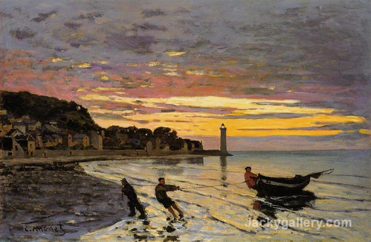 Hauling a Boat Ashore, Honfleur by Claude Monet paintings reproduction - Click Image to Close